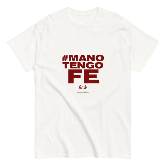 Camiseta "Mano tengo fe" en colores claros